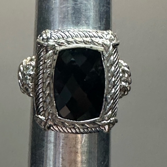 JUDITH RIPKA Sterling Silver Black Onyx & CZ Ring Size 6.5 - Picture 6 of 6